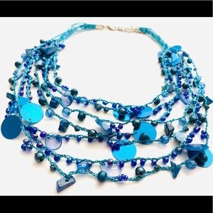 Blue multi strand necklace